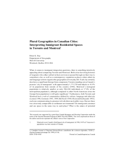 Plural Geographies in Canadian Cities: Interpreting Immigrant