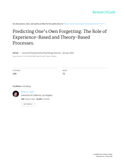 Predicting One`s Own Forgetting: The Role of