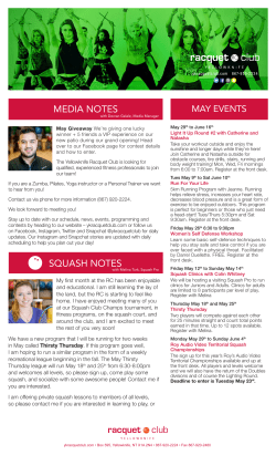 May Newsletter 2017 - Yellowknife Racquet Club