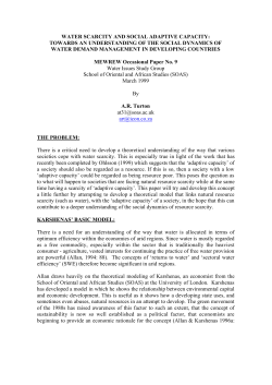 water scarcity and social adaptive capacity: towards an