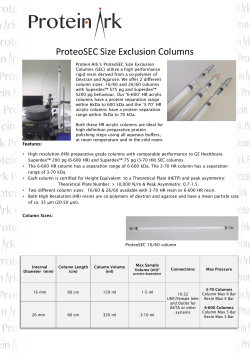 ProteoSEC Size Exclusion Columns