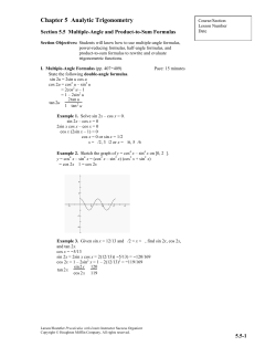 Section 5.5 Multiple-Angle and Product-to