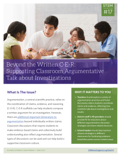 Beyond the Written CER: Supporting Classroom Argumentative Talk