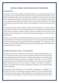OUNDLE SCHOOL AND THE BATTLE OF THE SOMME
