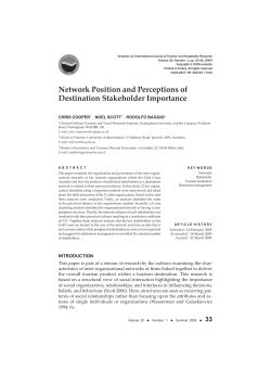 Network Position and Perceptions of Destination Stakeholder