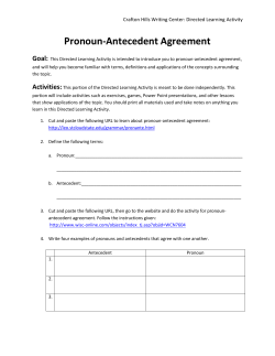 Pronoun-Antecedent Agreement