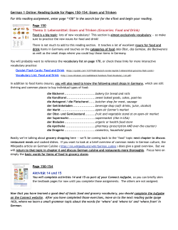 German 1 Online: Reading Guide for Pages 150