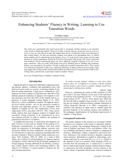 Enhancing Students` Fluency in Writing: Learning to Use Transition