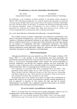 Personification as a lens into relationships with mathematics Dov