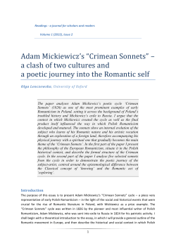 Adam Mickiewicz`s &ldquo;Crimean Sonnets&rdquo; &ndash; a clash of two