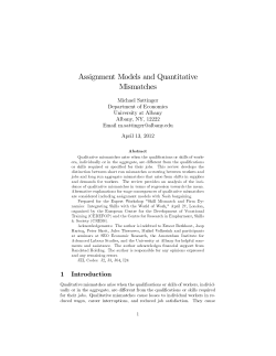 Assignment Models and Quantitative Mismatches