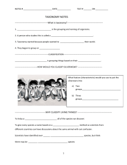 TAXONOMY NOTES