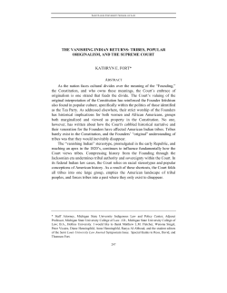 THE VANISHING INDIAN RETURNS: TRIBES