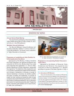 Newsletter (October 2015) - Indian Institute of Public Administration
