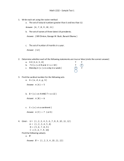 Math 1332 &ndash; Sample Test 1 1. Write each set using the roster