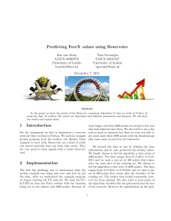 Predicting ForeX values using Reservoirs 1 Introduction 2