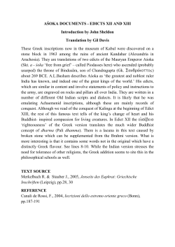 AŚOKA DOCUMENTS - EDICTS XII AND XIII Introduction by John