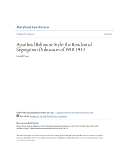Apartheid Baltimore Style: the Residential Segregation Ordinances