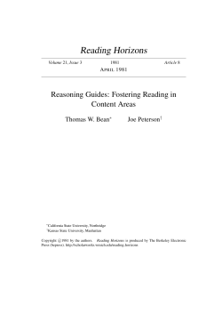 Reasoning Guides: Fostering Reading in Content Areas