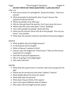 The Canterbury Tales - Character Questions