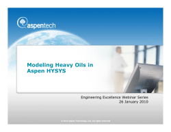 Modeling Heavy Oils in Aspen HYSYS