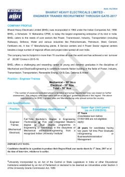 bharat heavy electricals limited - engineer trainee