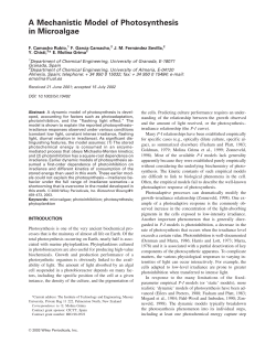 A Mechanistic Model of Photosynthesis in Microalgae