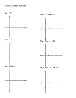 Tangent/Cotangent Worksheet 1) y = cot x 2) y = 2 tan x 3) y = cot 2x
