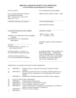 Model Contract for the CHP program
