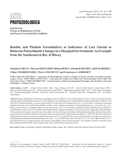 Benthic and Planktic Foraminifera as Indicators of Late Glacial to