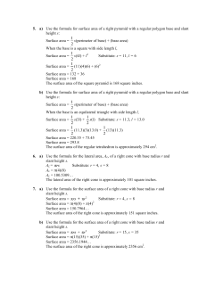 5. a) Use the formula for surface area of a right pyramid with a