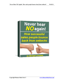 Never Hear NO Again! How sales people bounce back from setbacks