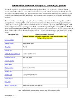 Intermediate ELA Summer Reading List