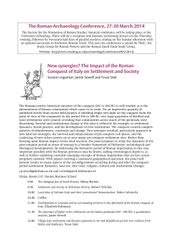 The Impact of the Roman Conquest of Italy on Settlement and So