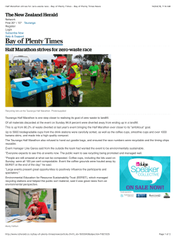 Half Marathon strives for zero-waste race - Bay of