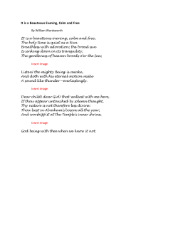 It is a Beauteous Evening, Calm and Free