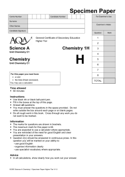 GCSE Chemistry Specimen Question Paper Higher Specimen