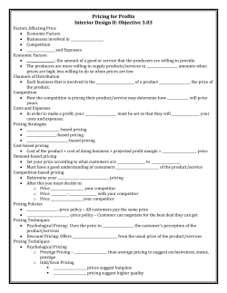Pricing for Profits student handout