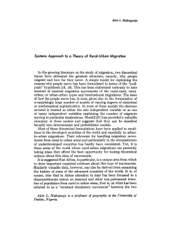 Systems Approach to a Theory of RuralUrban Migration