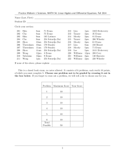 Practice Midterm 1 Solutions, MATH 54, Linear Algebra and