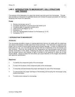LAB 2: INTRODUCTION TO MICROSCOPY, CELL STRUCTURE
