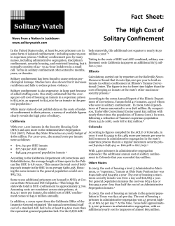 Fact Sheet: The High Cost of Solitary Confinement
