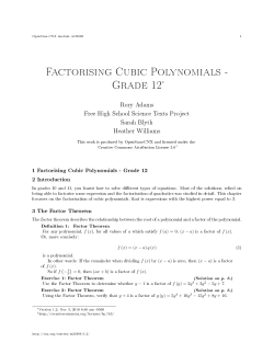 Factorising Cubic Polynomials - Grade 12