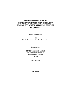 Recommended Waste Characterization Methodology for Direct