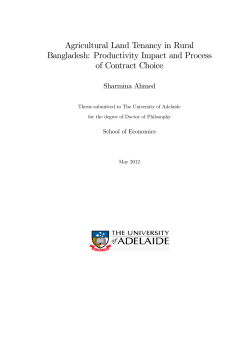 Agricultural Land Tenancy in Rural Bangladesh