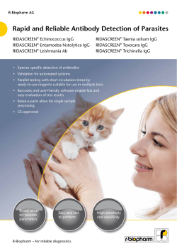 Rapid and Reliable Antibody Detection of Parasites