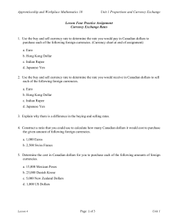 Apprenticeship and Workplace Mathematics 10 Unit 1 Proportions