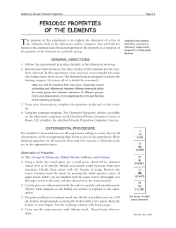 PERIODIC PROPERTIES OF THE ELEMENTS
