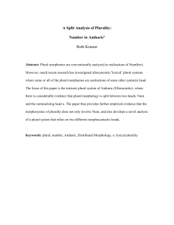 A Split Analysis of Plurality