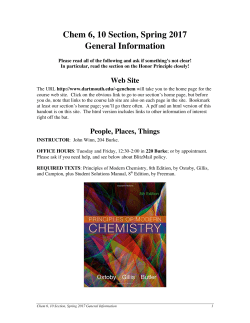 Chem 6, 10 Section, Spring 2017 General Information
